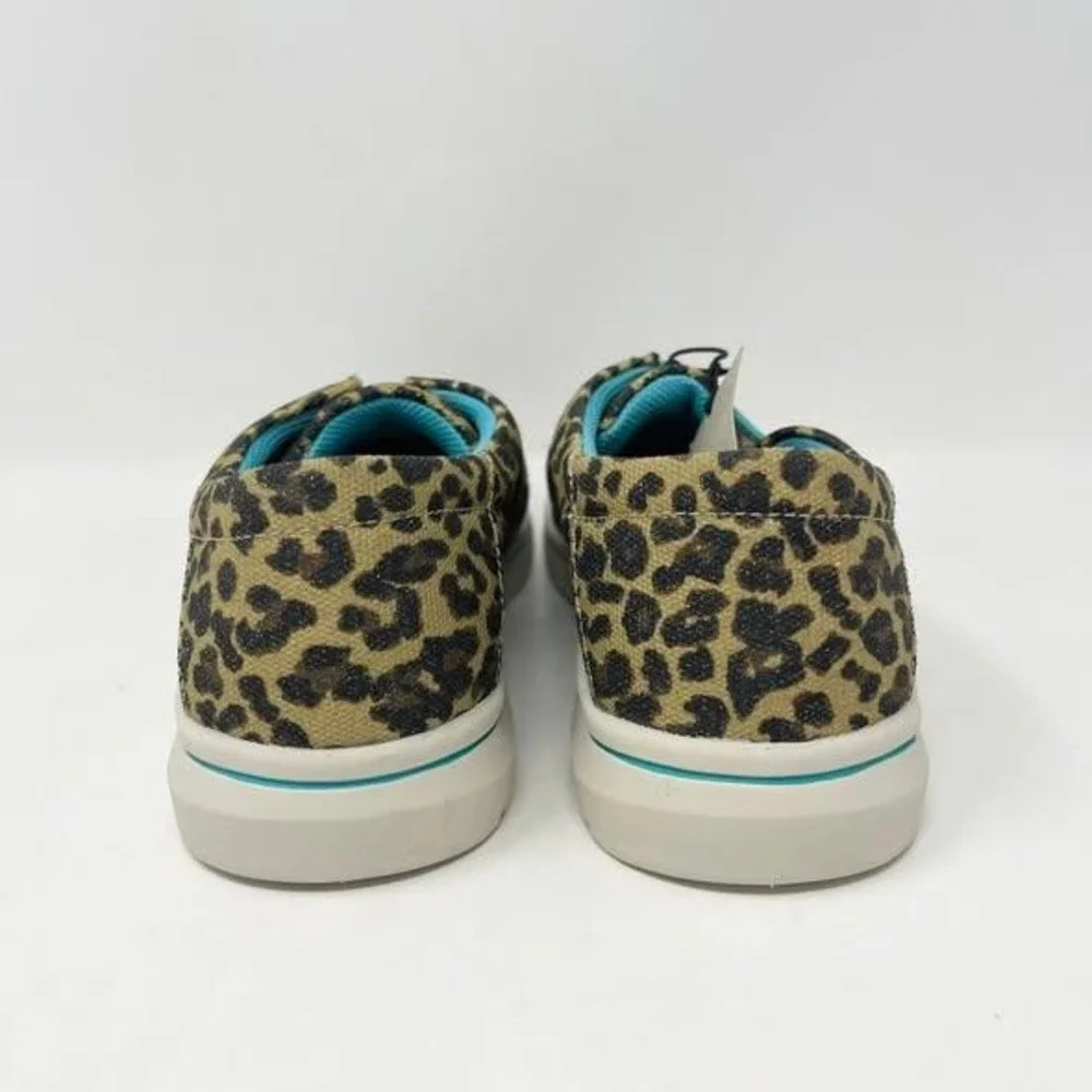 Ariat Hilo Shoes Youth Big Girls 4 Sparkle Leopard‎ Canvas Western Casual Loafer